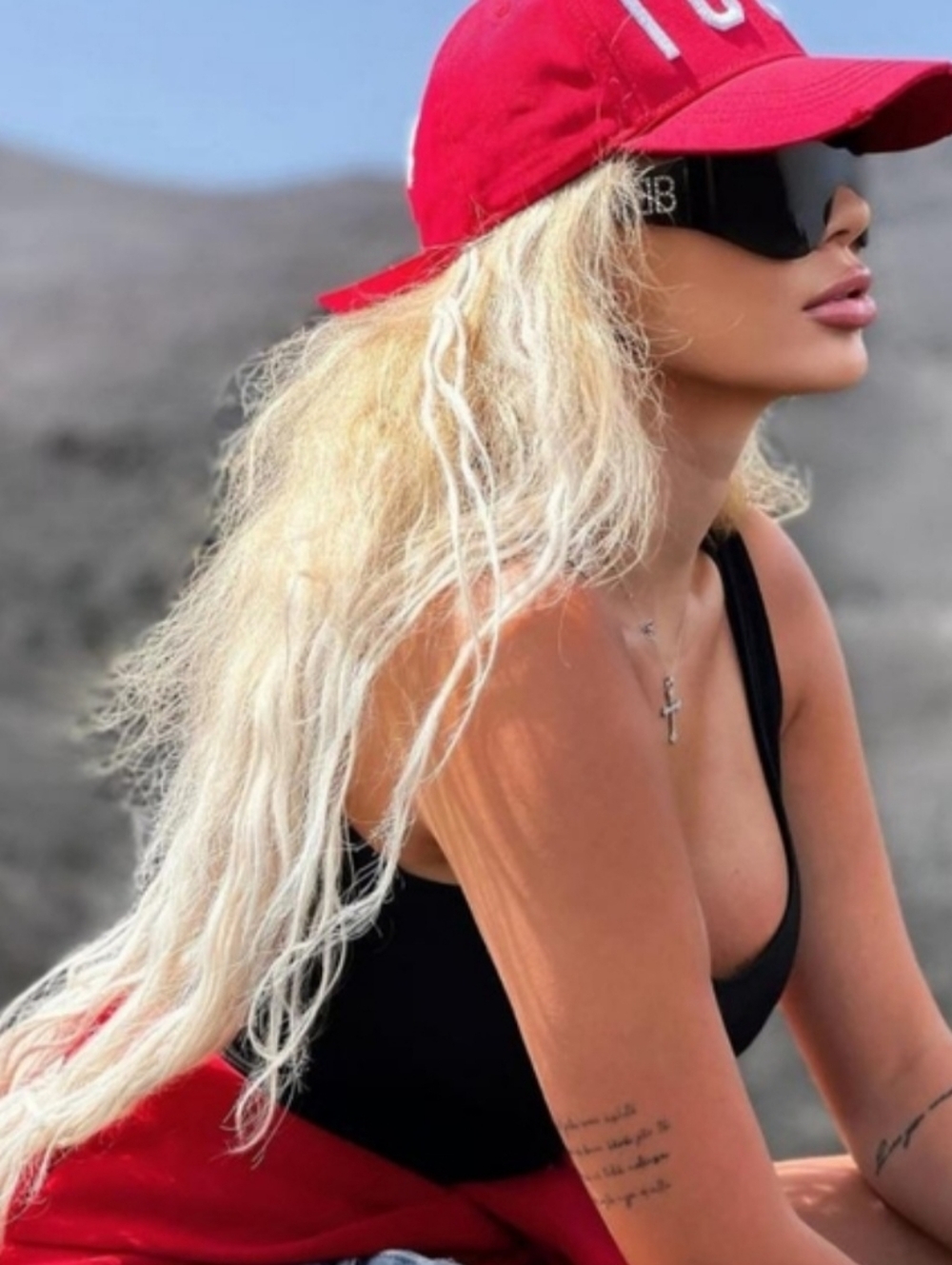 Balenciaga Black Shield Sunglasses with Crystal BB Emblem